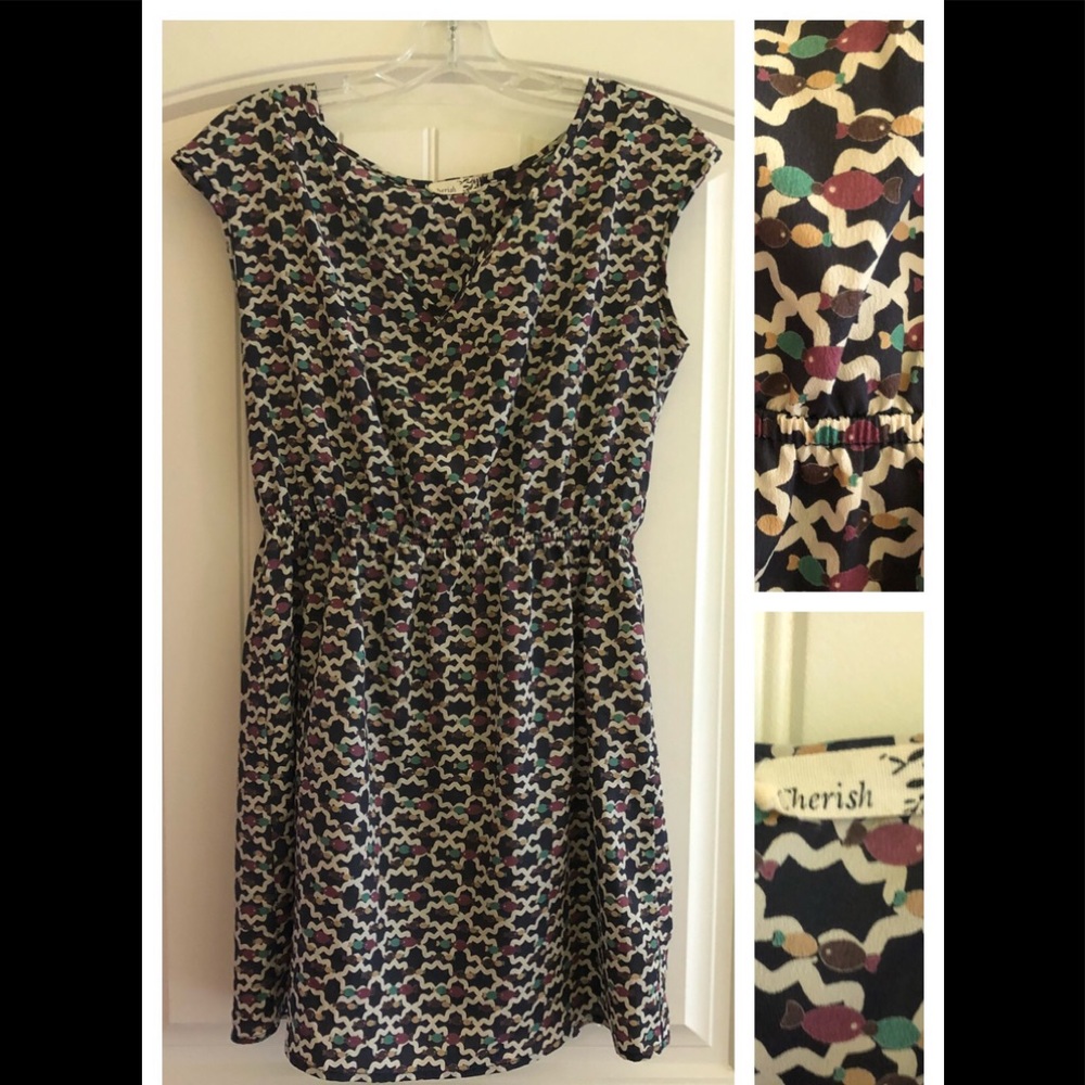 Fish Print Back Cutout Dress/Tunic By Cherish M